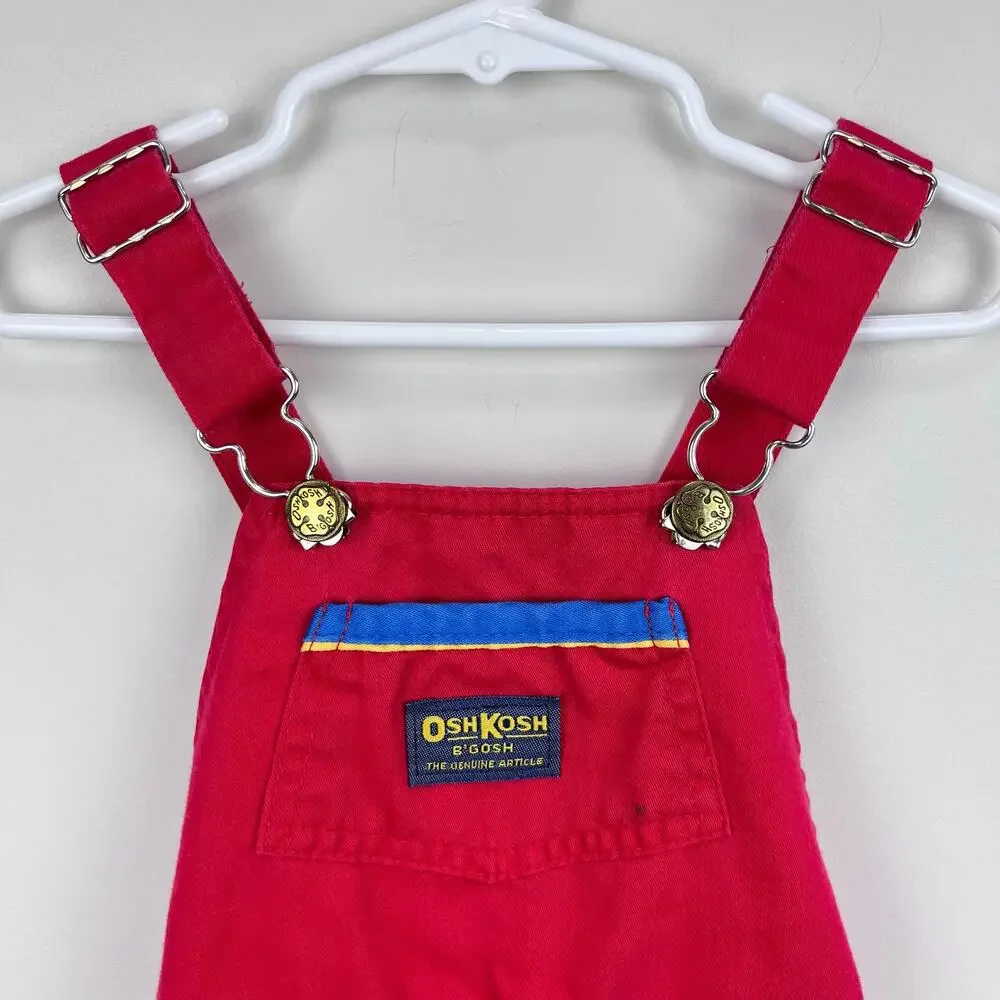 Vintage OshKosh B'gosh Color Block Shortalls 7 USA